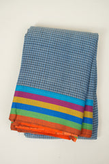 Blue Checks Cotton Patteda Anchu Saree - SRBPAS375