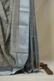 Metallic Grey Maheshwari Saree - SRMGMS1000