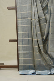 Metallic Grey Maheshwari Saree - SRMGMS1000