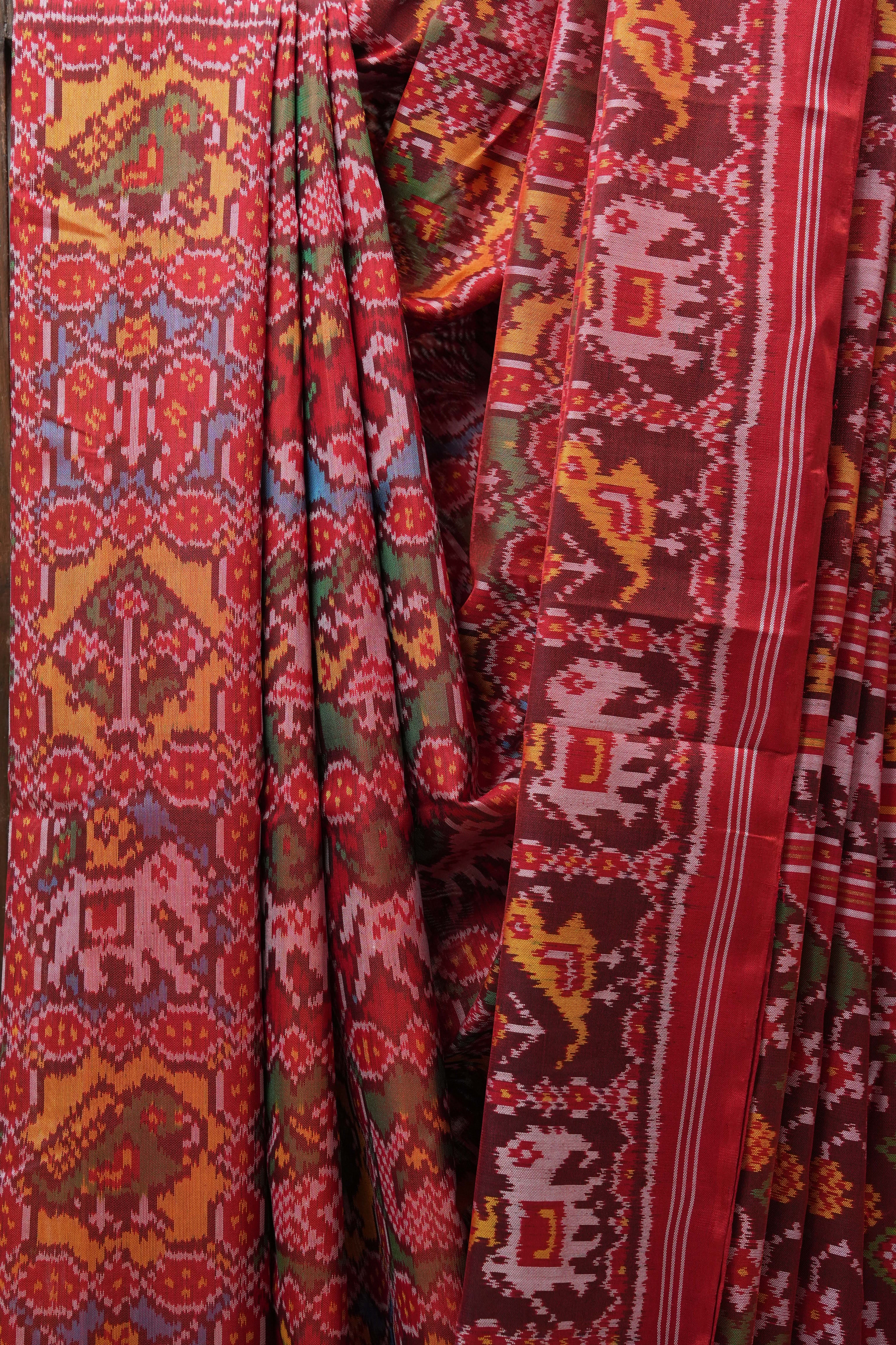 Maroon Rajkot Patola Silk Saree - SRMRPSS405