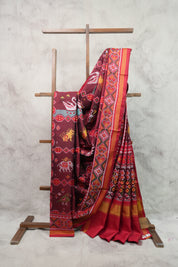 Deep Maroon Rajkot Patola Silk Saree - SRDMRPSS142
