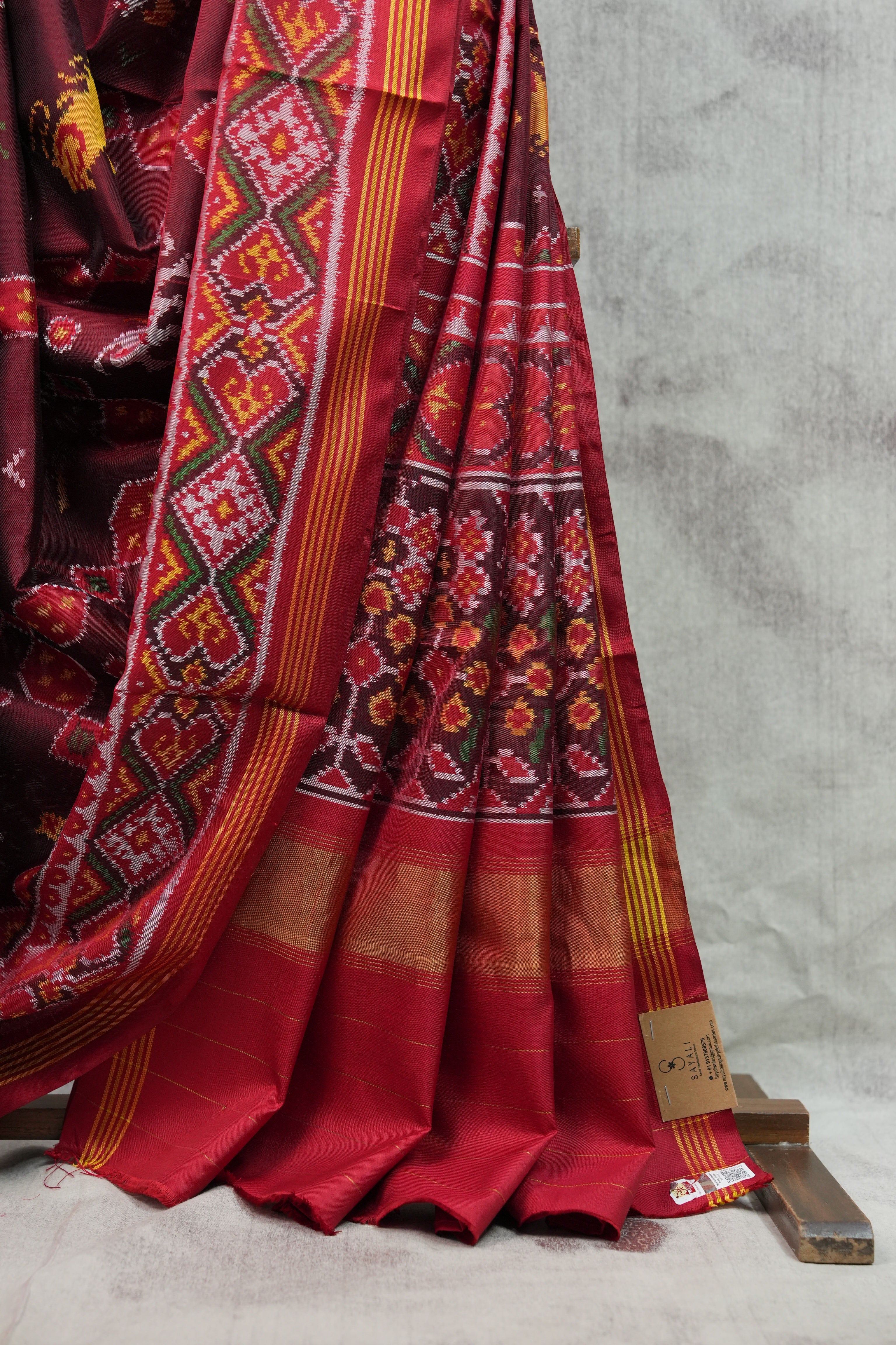 Deep Maroon Rajkot Patola Silk Saree - SRDMRPSS142