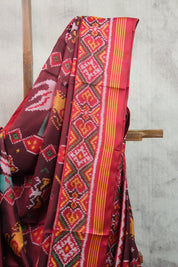 Deep Maroon Rajkot Patola Silk Saree - SRDMRPSS142
