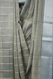 Metallic Grey Maheshwari Saree - SRMGMS1000