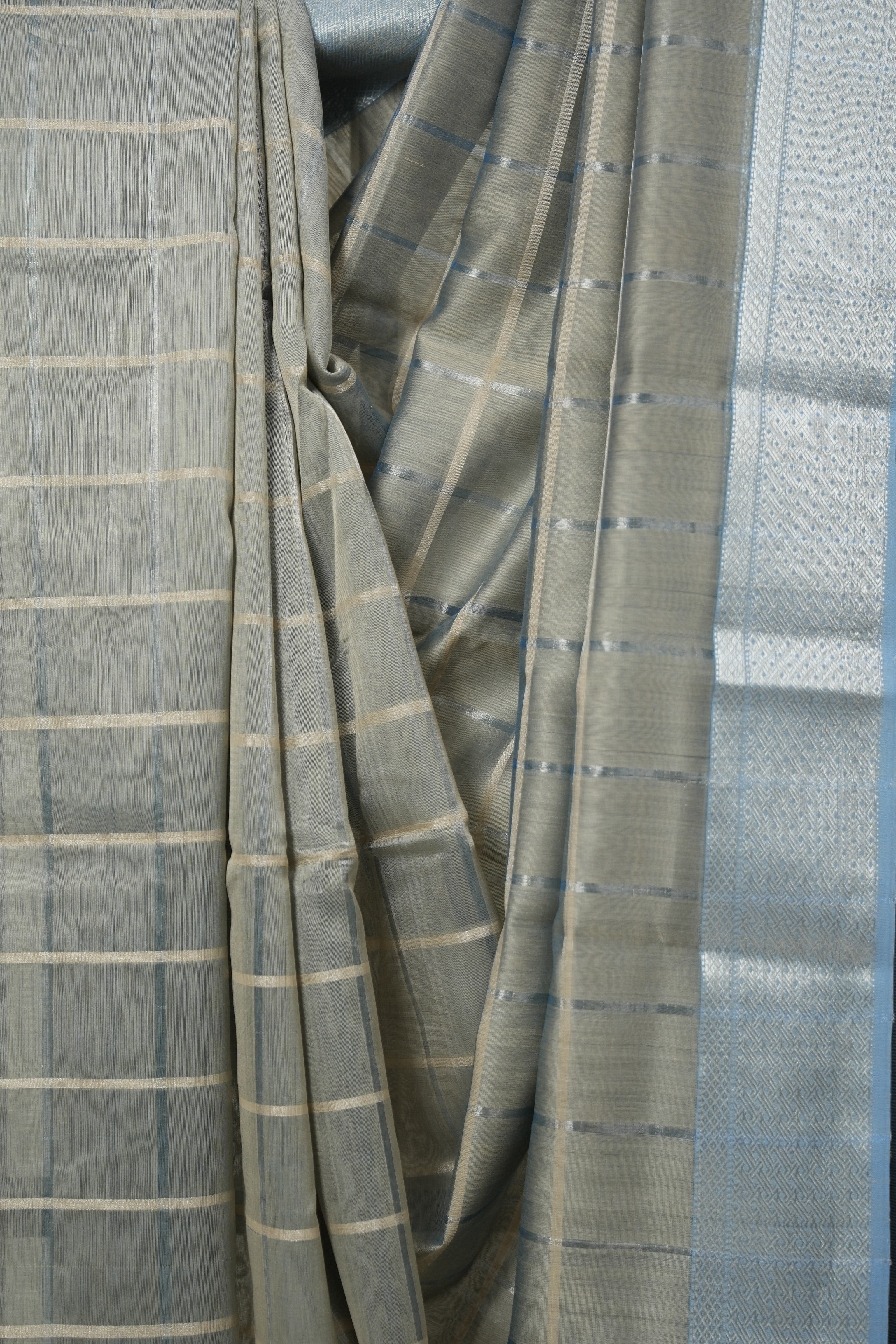 Metallic Grey Maheshwari Saree - SRMGMS1000