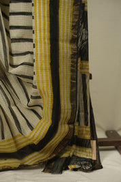 Off-White Kota Doria Saree - SROWKDS313