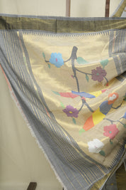 Grey Cotton Paithani Saree - SRGCPS768