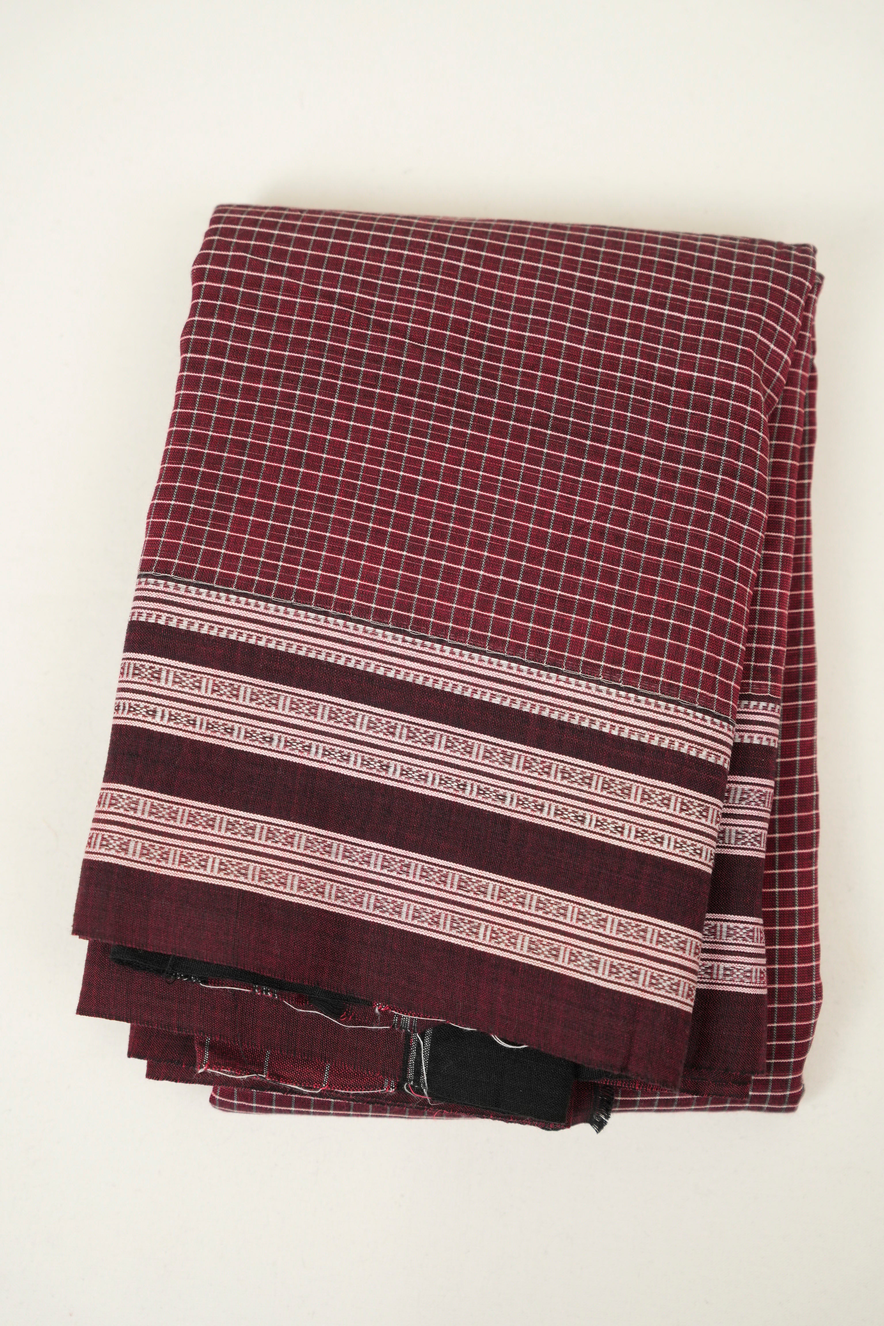 Maroon Checks Cotton Patteda Anchu Saree - SRMPAS361