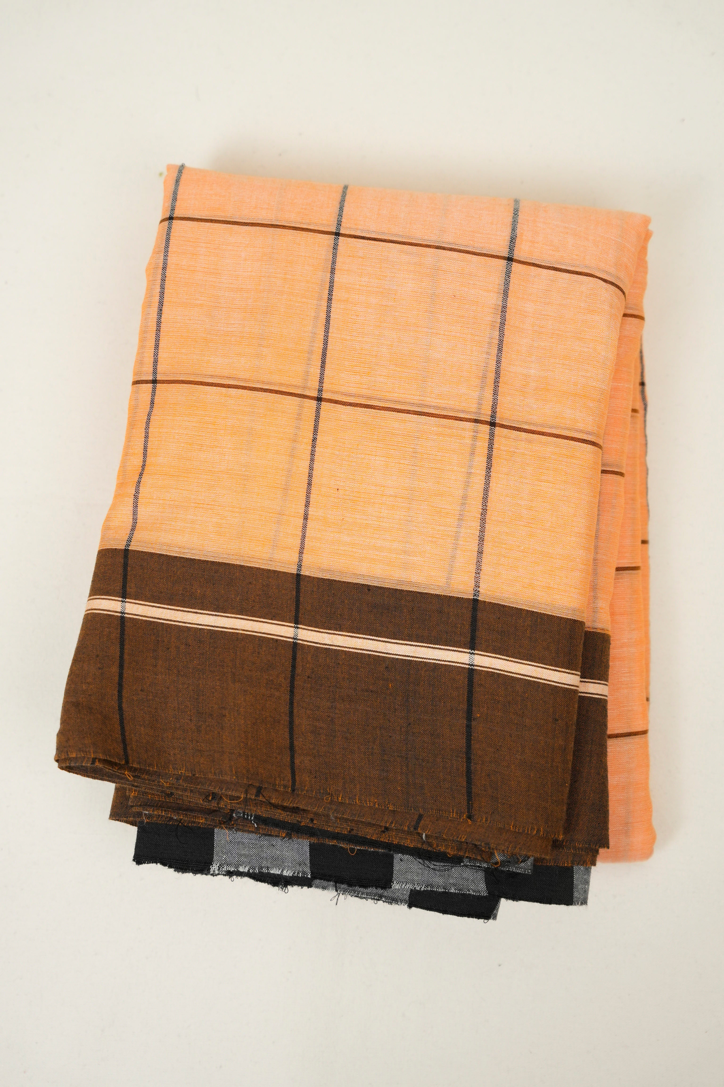 Peach Cotton Patteda Anchu Saree - SRPPAS378