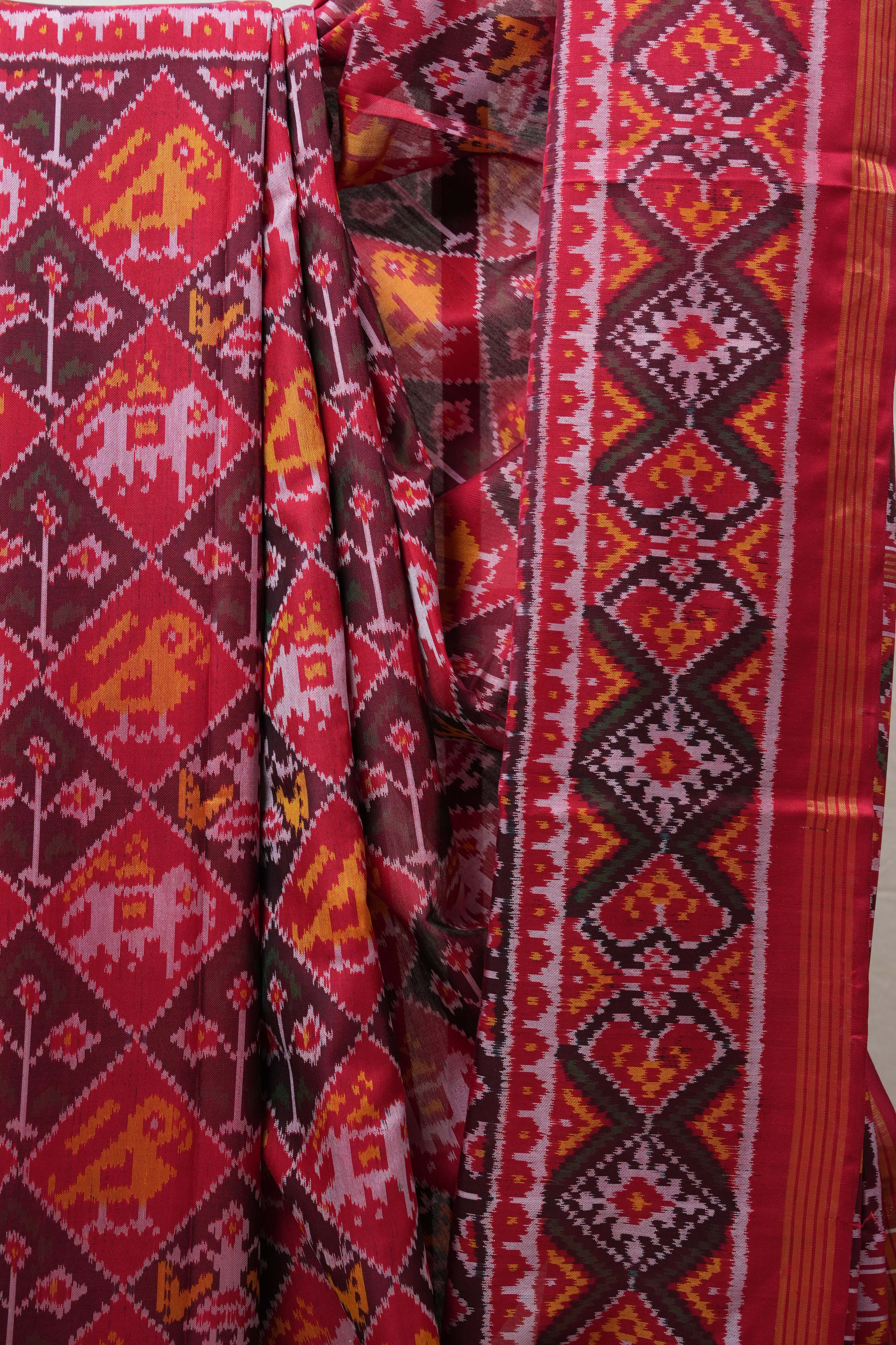 Maroon Rajkot Patola Silk Saree - SRMRPSS410