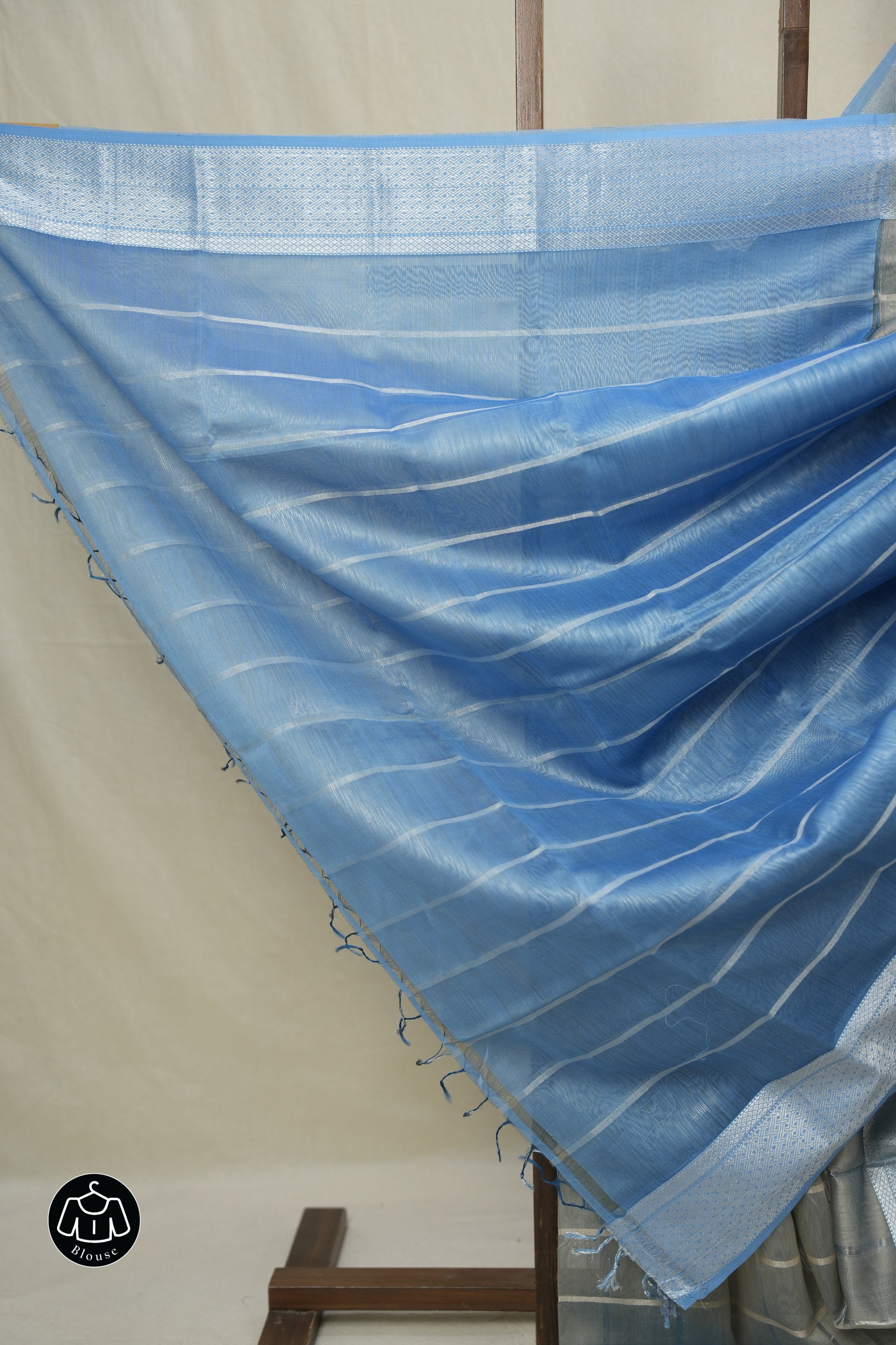 Metallic Grey Maheshwari Saree - SRMGMS1000