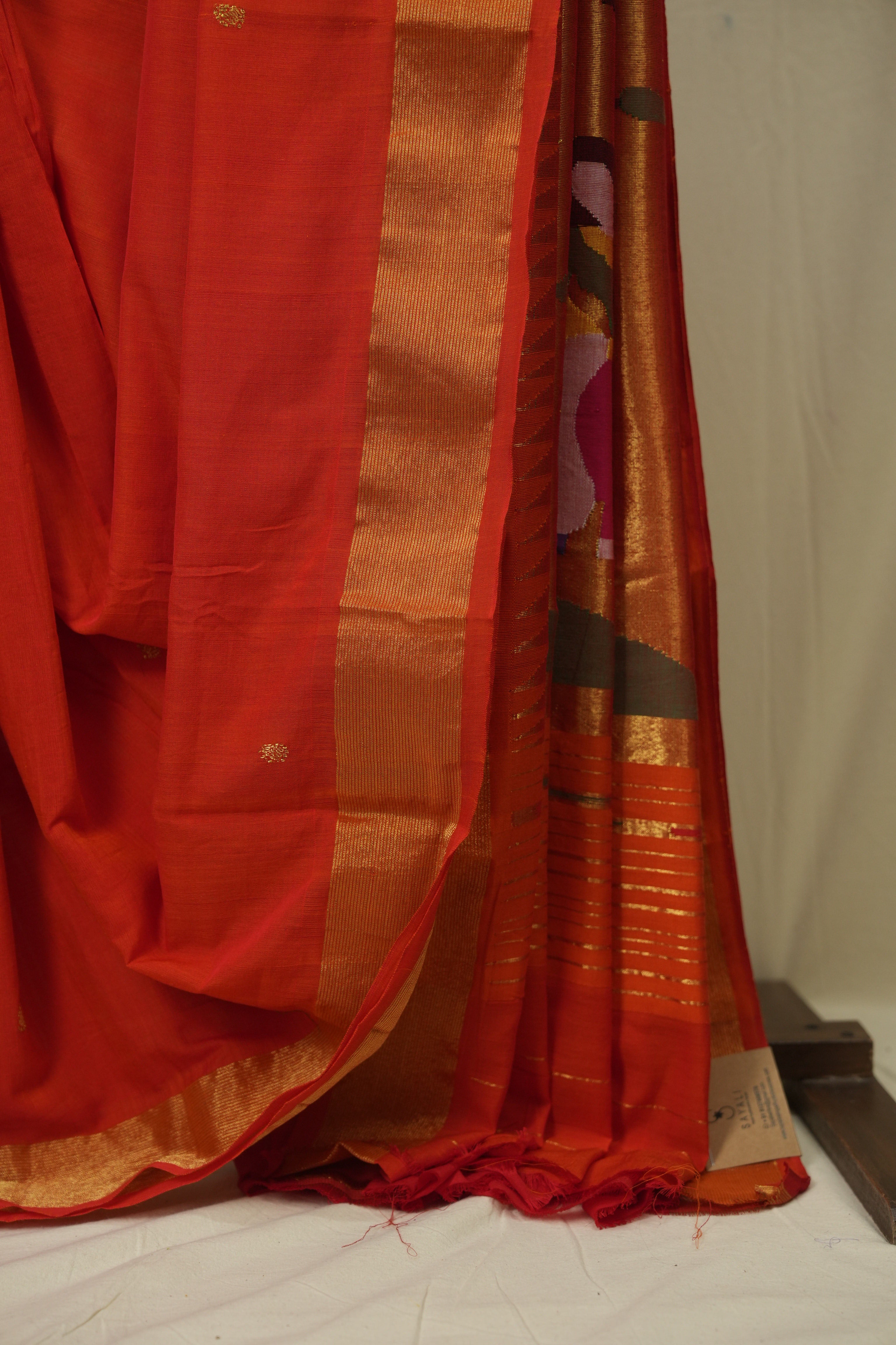 Orange Cotton Paithani Saree - SROCPS767