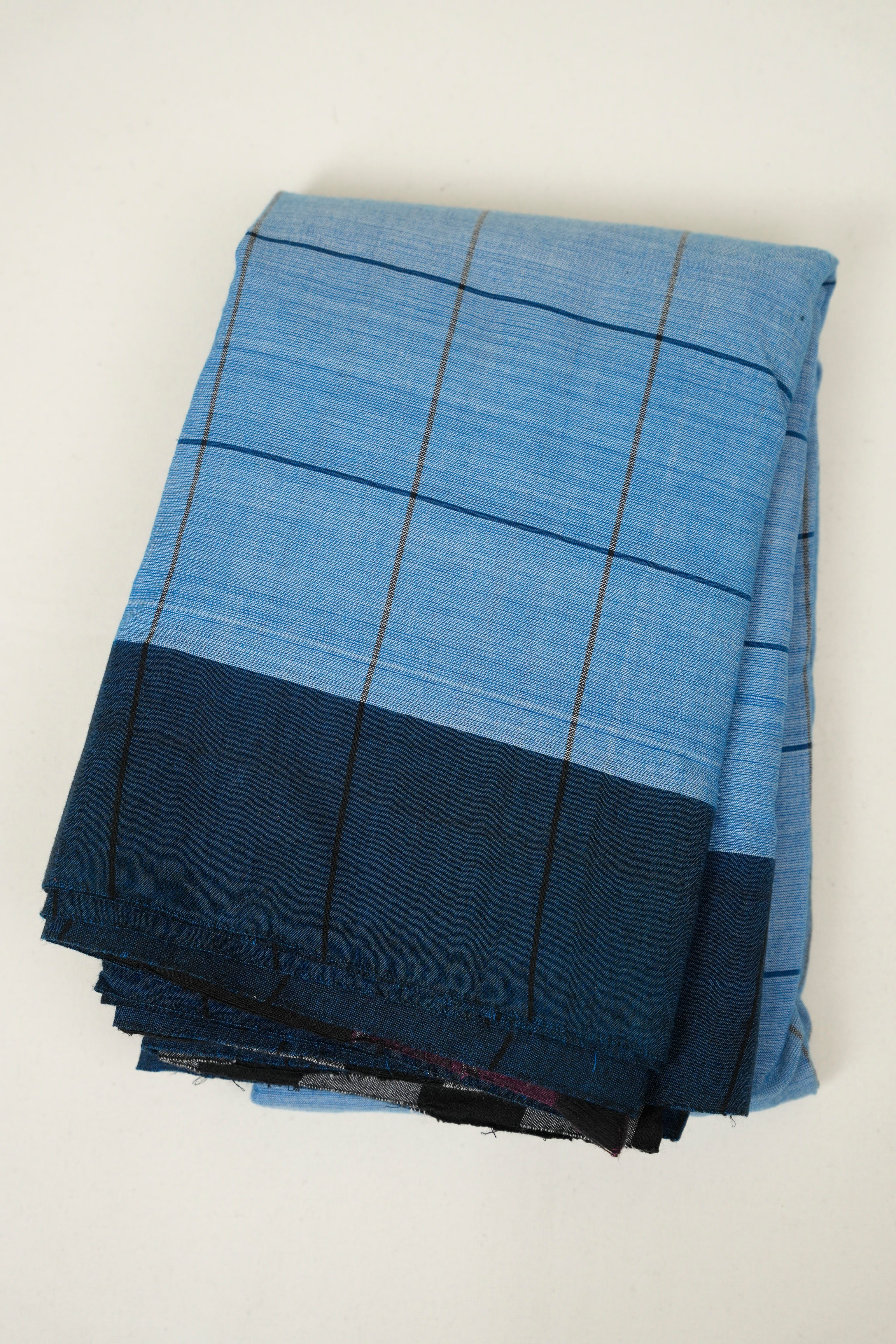 Blue Cotton Patteda Anchu Saree - SRBPAS377