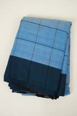 Blue Cotton Patteda Anchu Saree - SRBPAS377