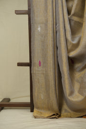 Grey Gold Tissue Linen Jamdani Saree - SRGGTLJS212