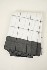 White Cotton Patteda Anchu Saree - SRWPAS379