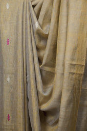 Grey Gold Tissue Linen Jamdani Saree - SRGGTLJS212
