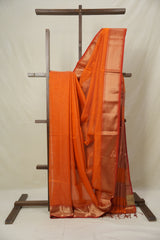 Orange Maheshwari Tissue Saree - SROMTS724