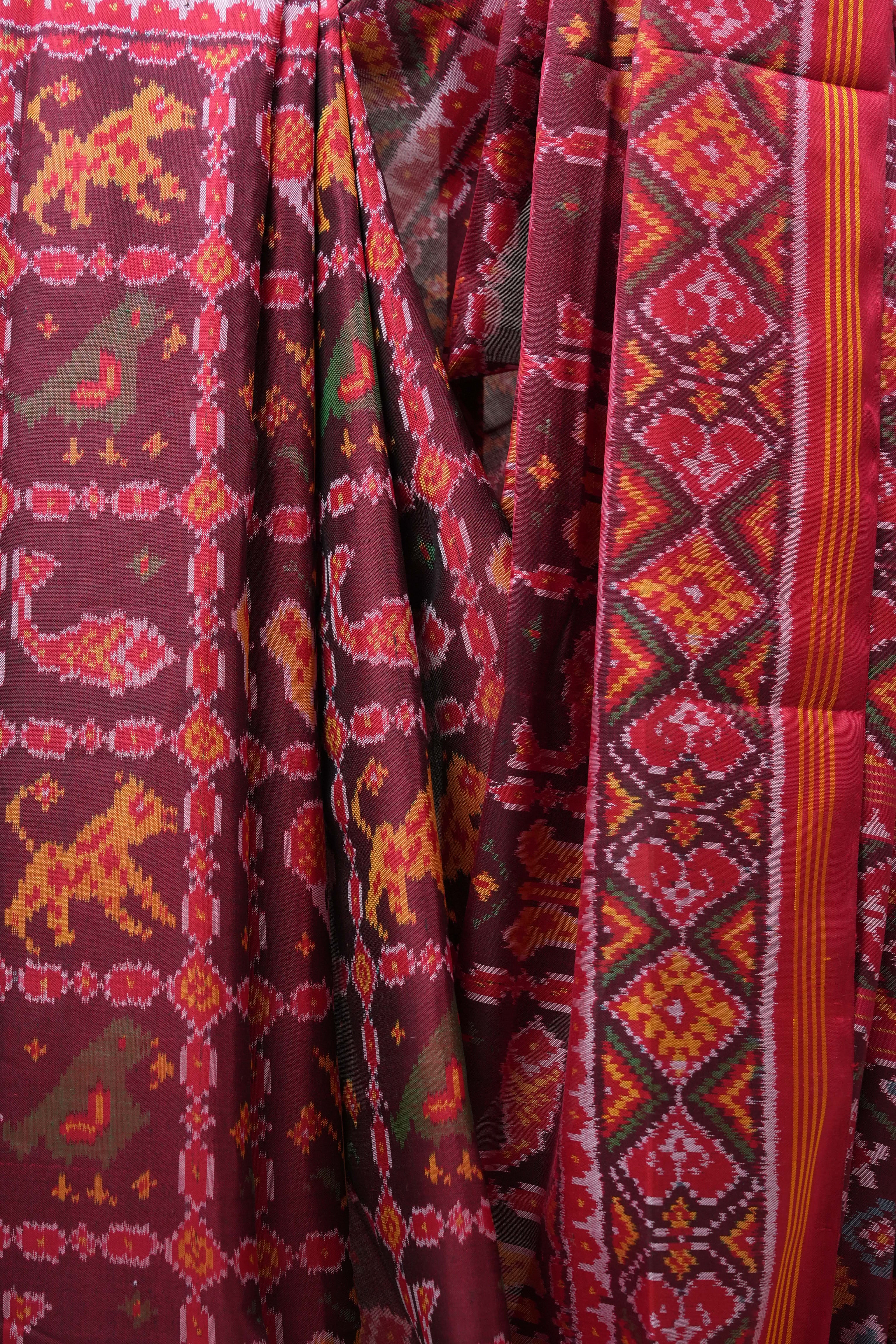 Maroon Rajkot Patola Silk Saree - SRMRPSS414