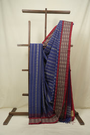 Navy Blue Bengal Cotton Saree - SRNBBCS179