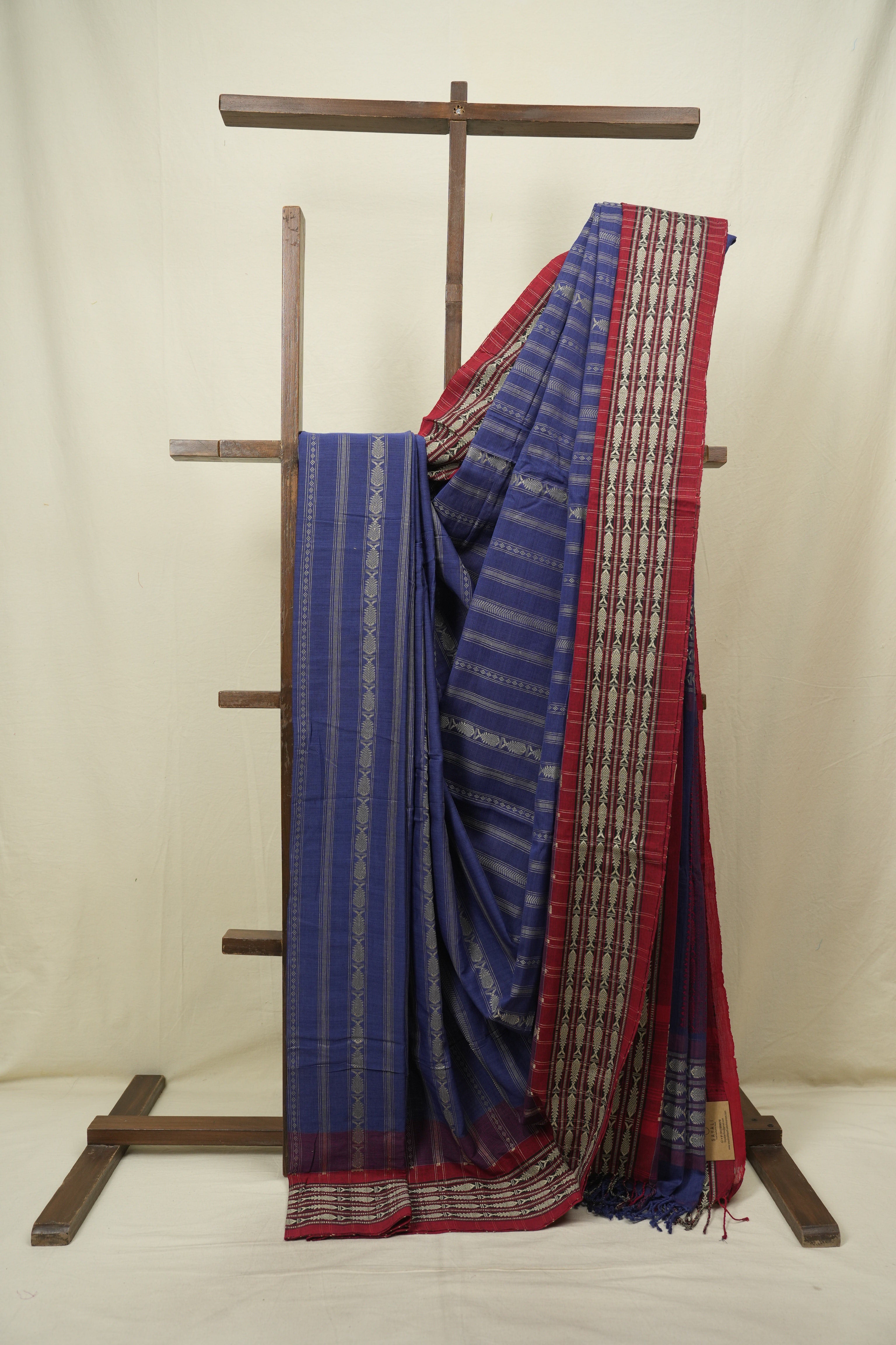 Navy Blue Bengal Cotton Saree - SRNBBCS179