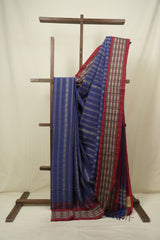 Navy Blue Bengal Cotton Saree - SRNBBCS179