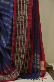 Navy Blue Bengal Cotton Saree - SRNBBCS179