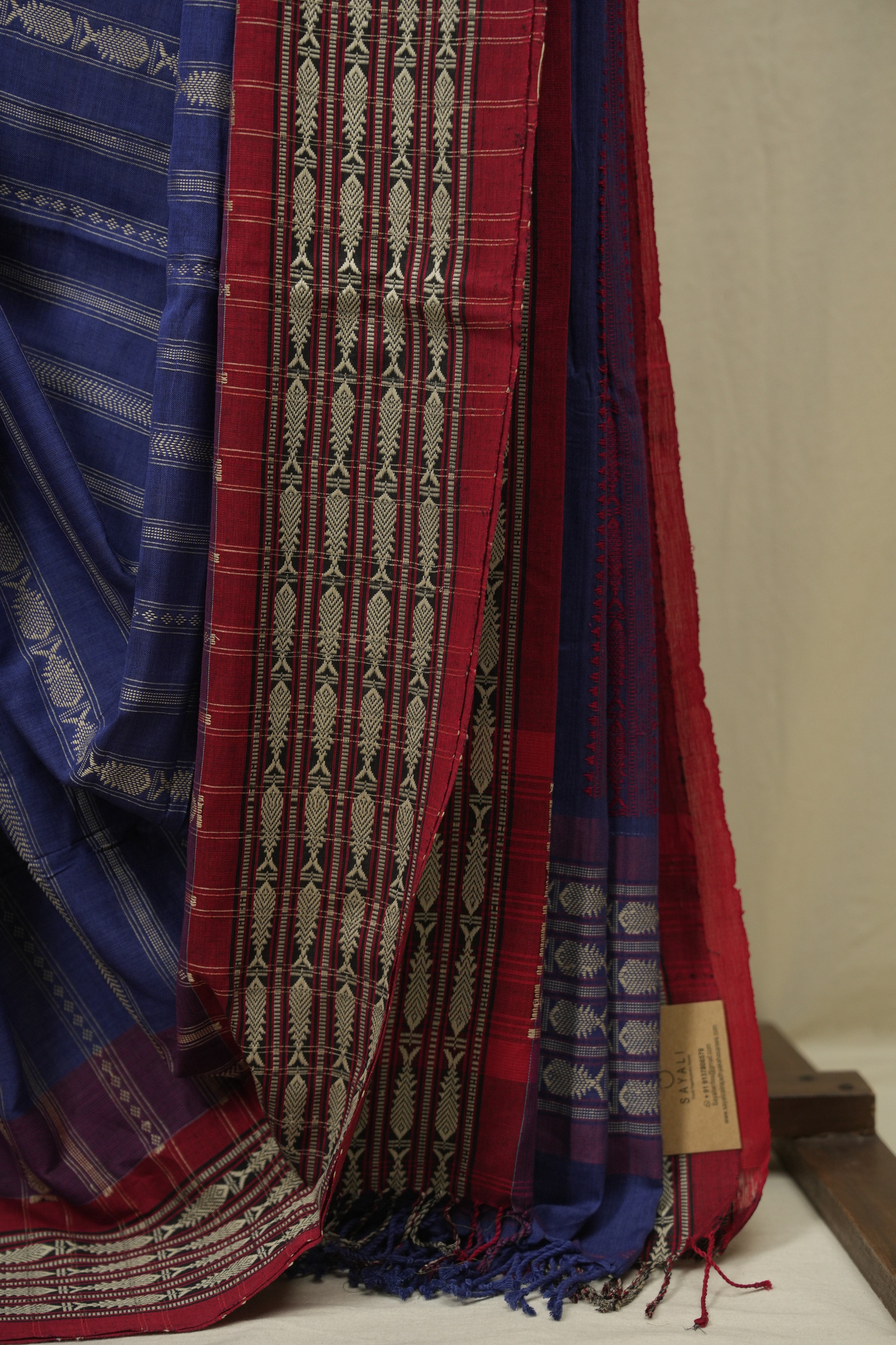 Navy Blue Bengal Cotton Saree - SRNBBCS179