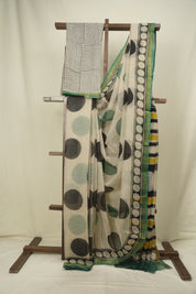 Off-White Kota Doria Saree - SROWKDS314