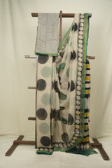 Off-White Kota Doria Saree - SROWKDS314