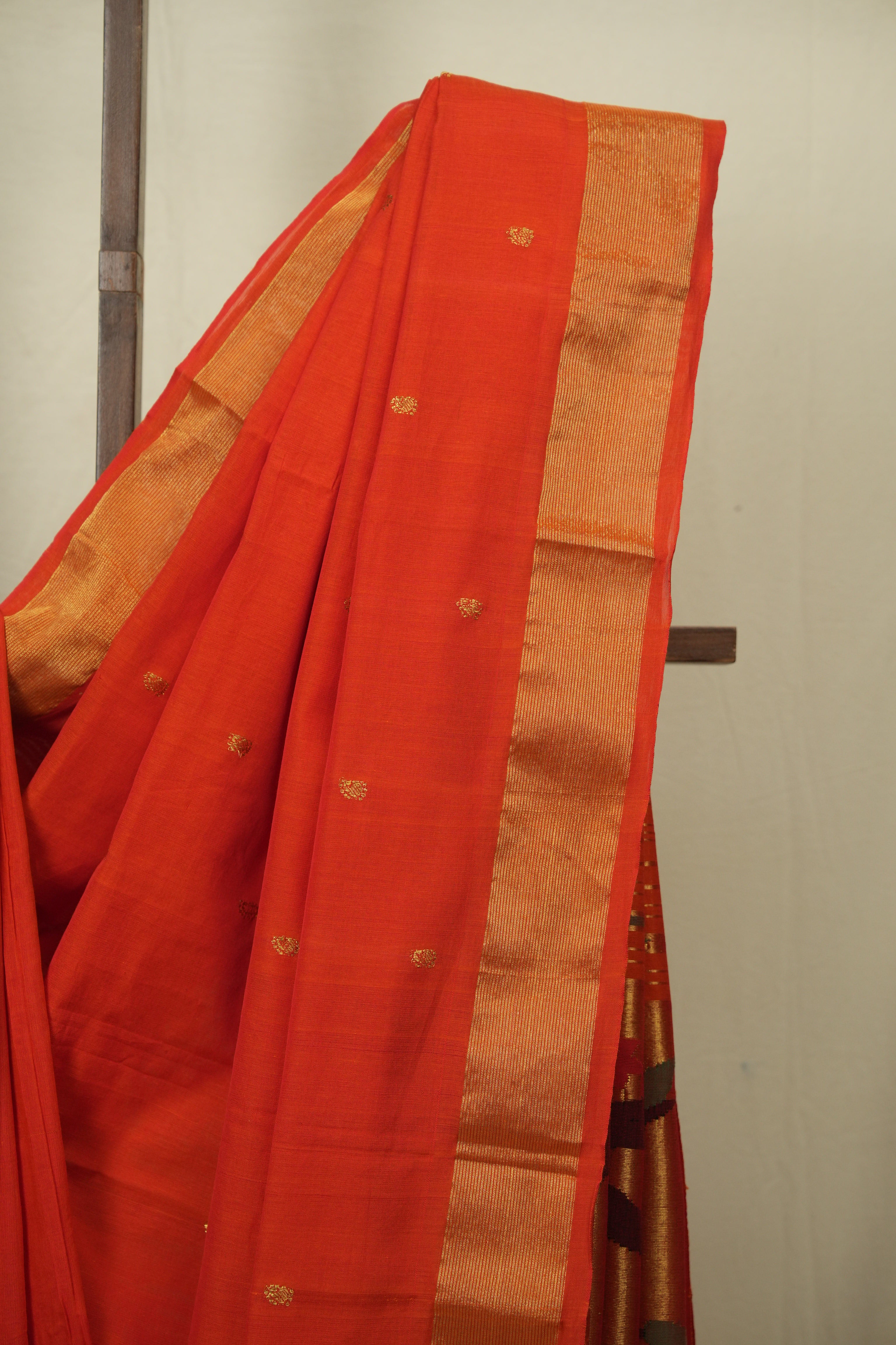 Orange Cotton Paithani Saree - SROCPS767