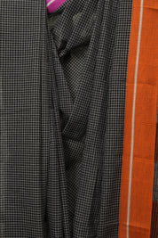 Black Big Checks Cotton Patteda Anchu Saree - SRBPAS190