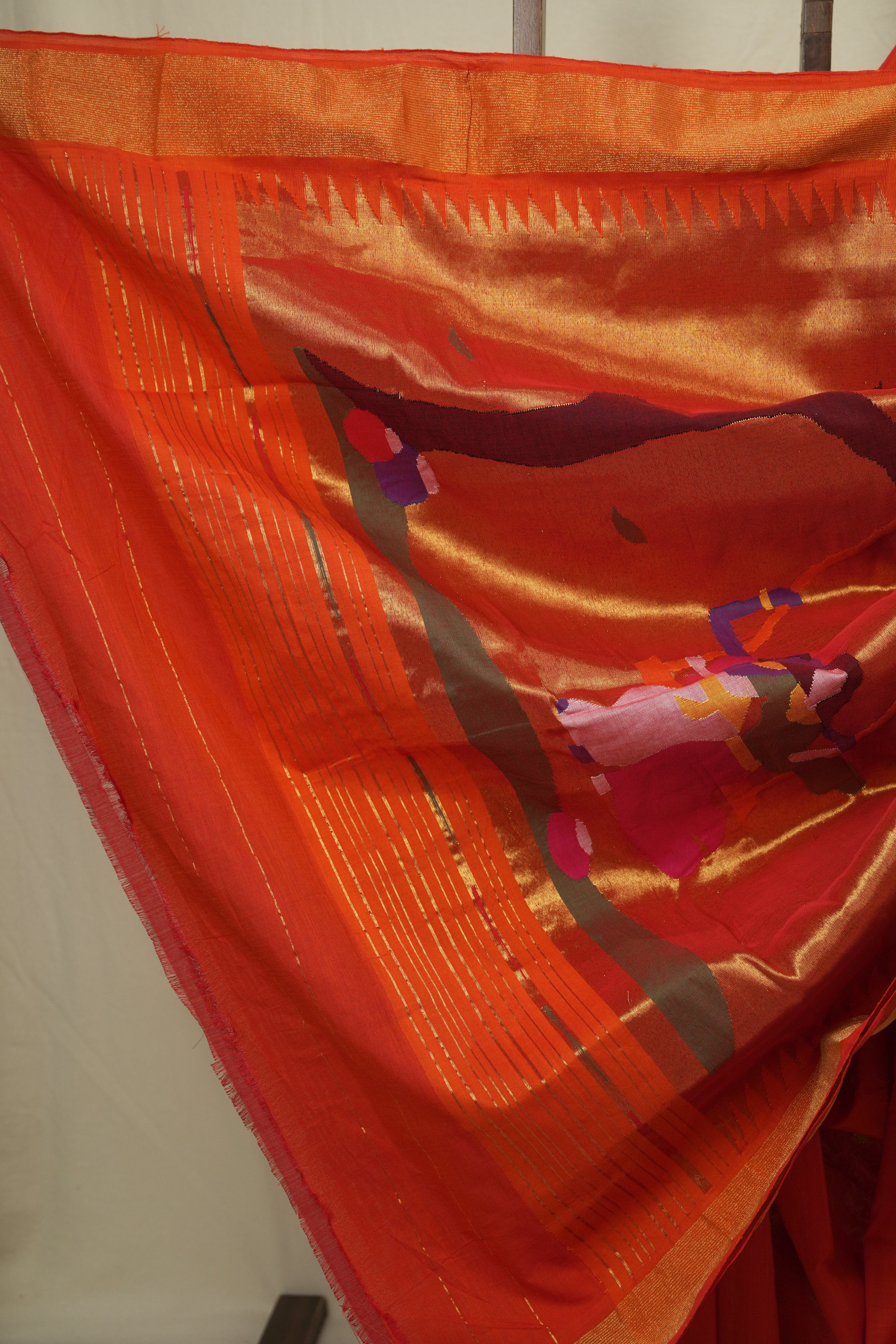 Orange Cotton Paithani Saree - SROCPS767