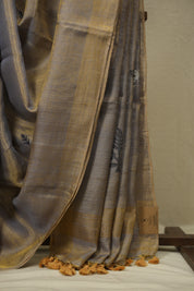 Purple Gold Tissue Linen Jamdani Saree - SRPGTLJS199