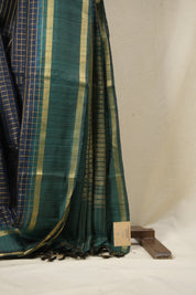 Navy Blue Raw Silk Saree - SRNBRSS917