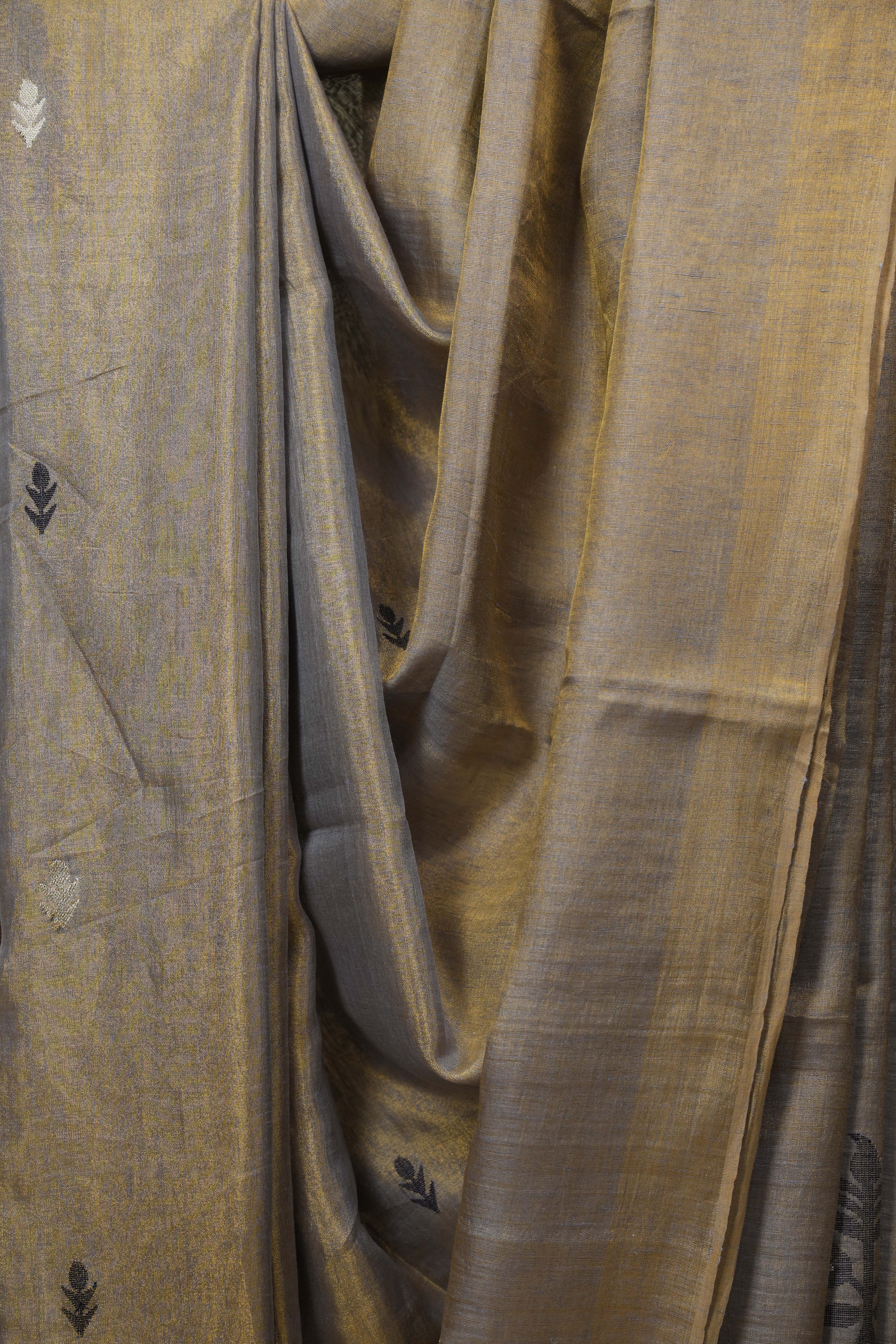Purple Gold Tissue Linen Jamdani Saree - SRPGTLJS199