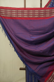 Navy Blue Bengal Cotton Saree - SRNBBCS179