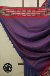 Navy Blue Bengal Cotton Saree - SRNBBCS179
