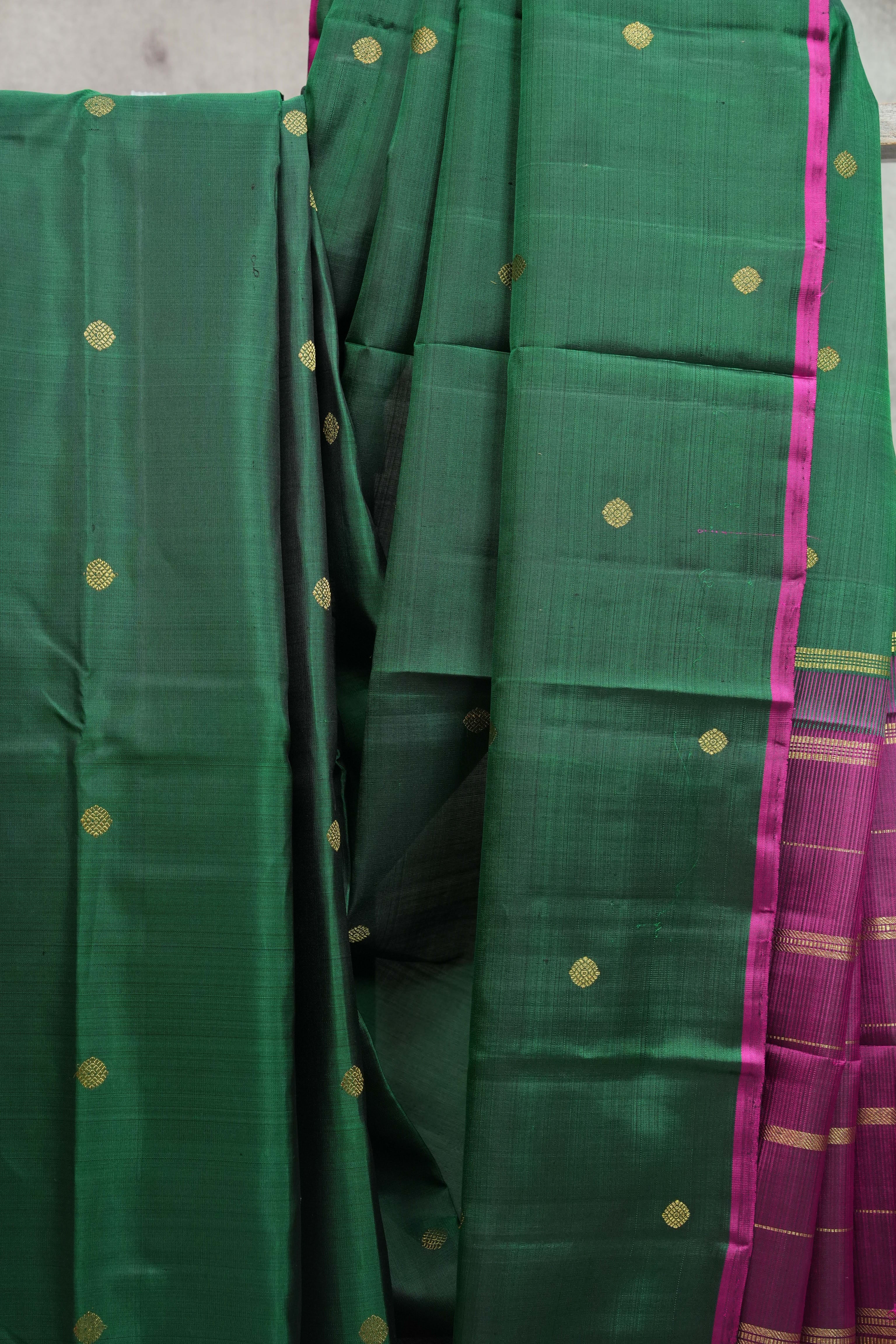 Dark Green Kanjeevaram Silk Saree-SRDGKSS807