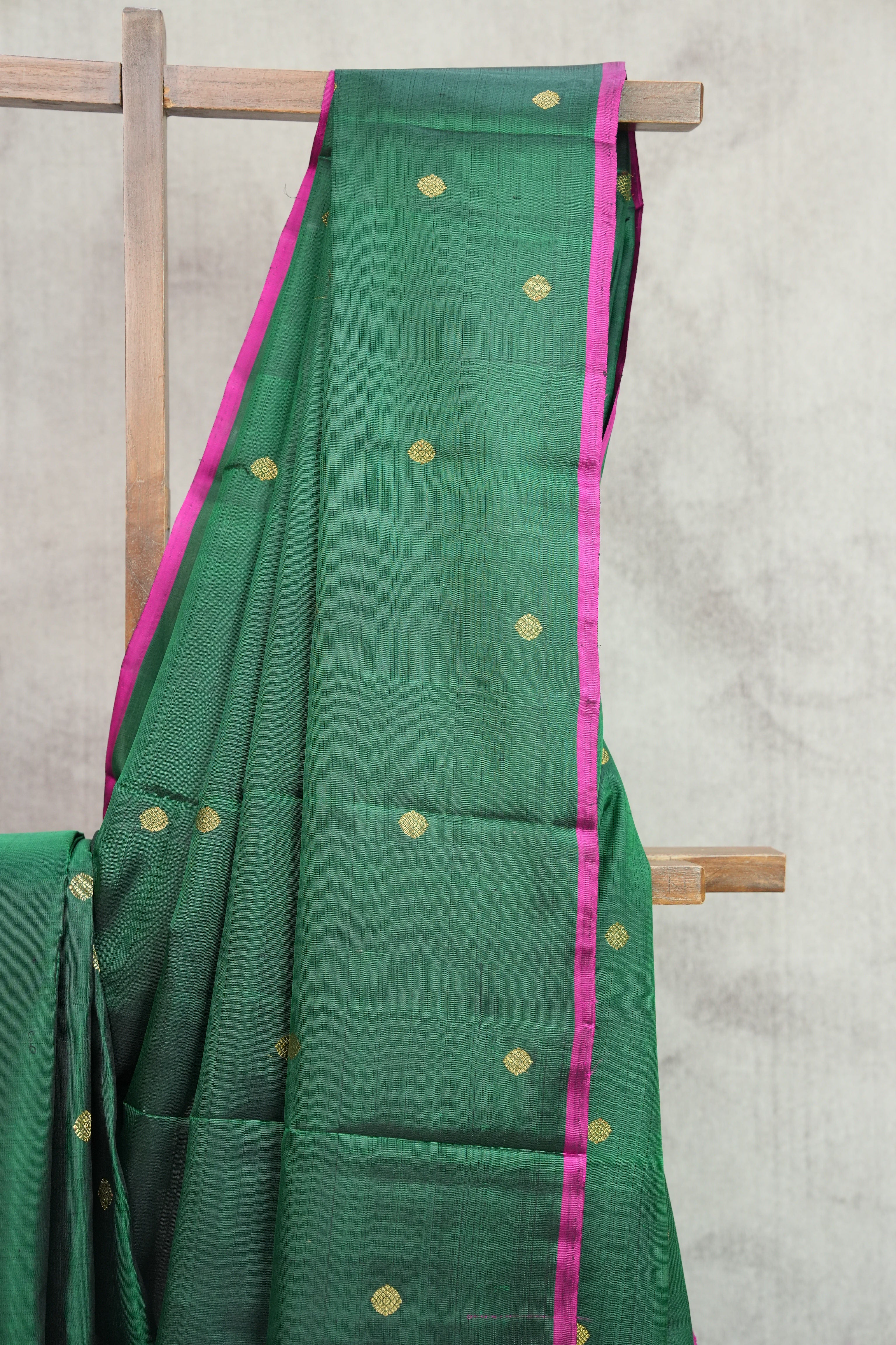 Dark Green Kanjeevaram Silk Saree-SRDGKSS807