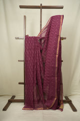Magenta Kota Doria Saree - SRMKDS305