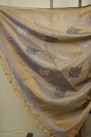 Purple Gold Tissue Linen Jamdani Saree - SRPGTLJS199