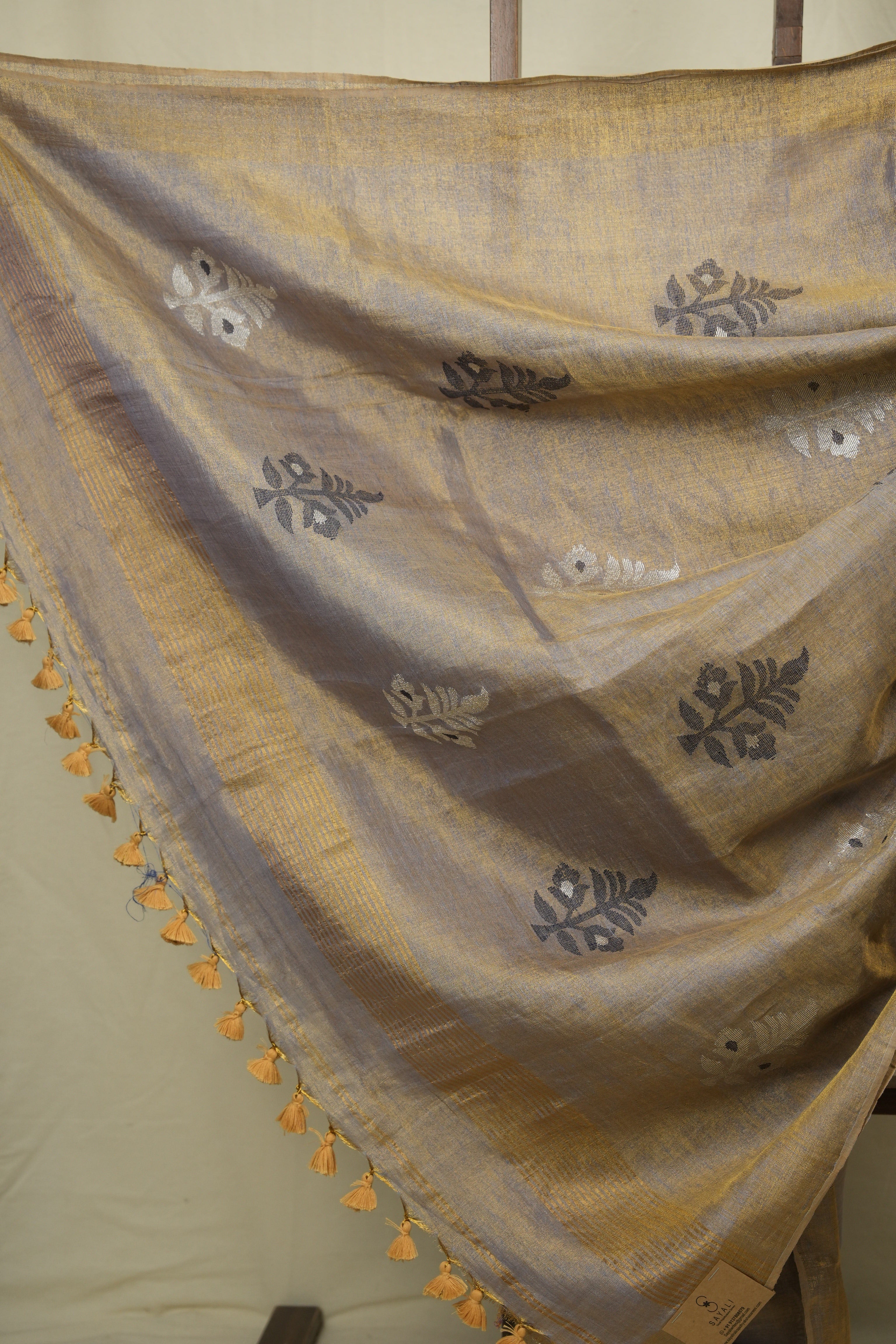 Purple Gold Tissue Linen Jamdani Saree - SRPGTLJS199