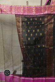 Black Chanderi Silk Saree - SRBCSS430