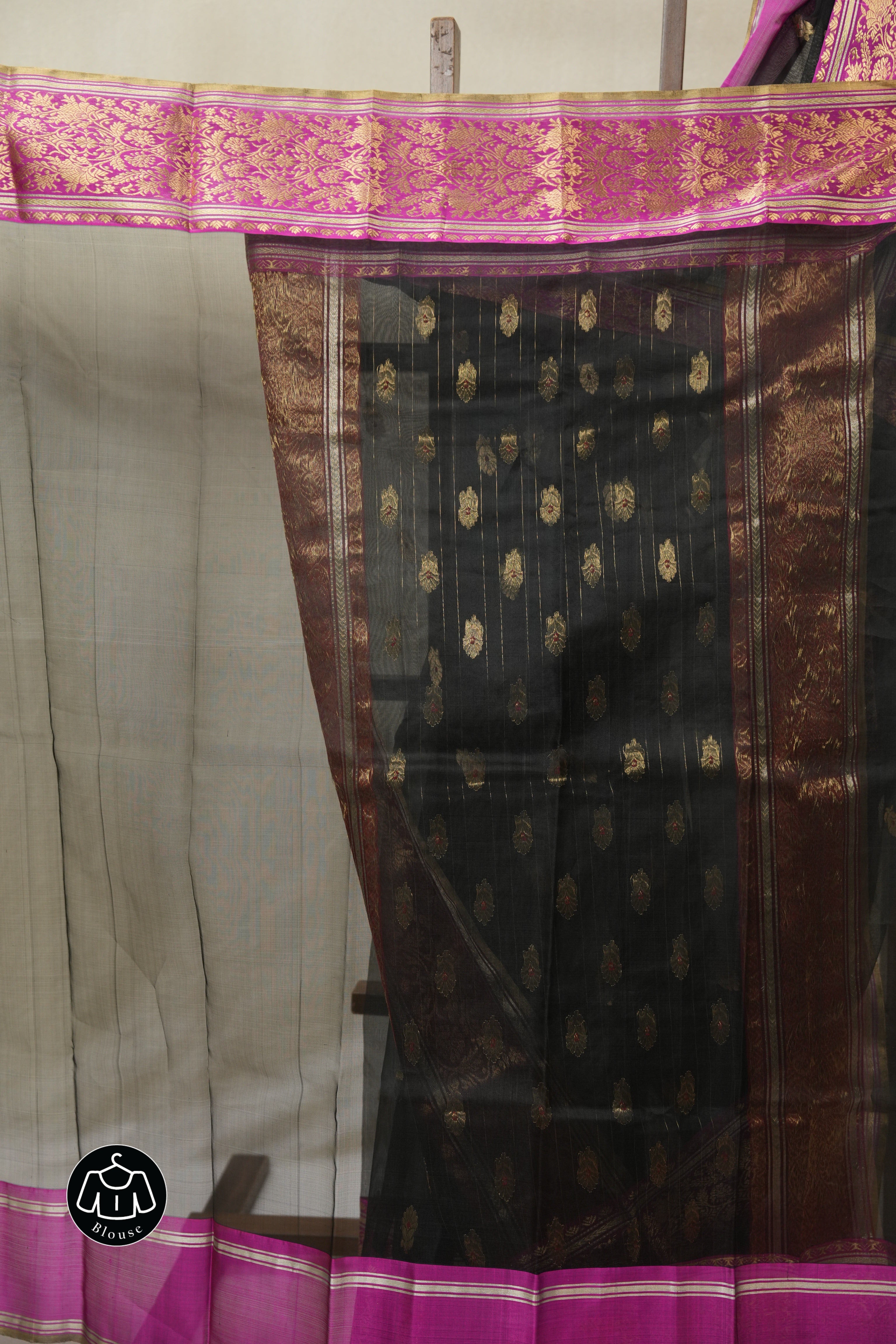 Black Chanderi Silk Saree - SRBCSS430