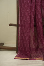 Magenta Kota Doria Saree - SRMKDS305