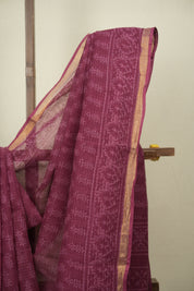 Magenta Kota Doria Saree - SRMKDS305