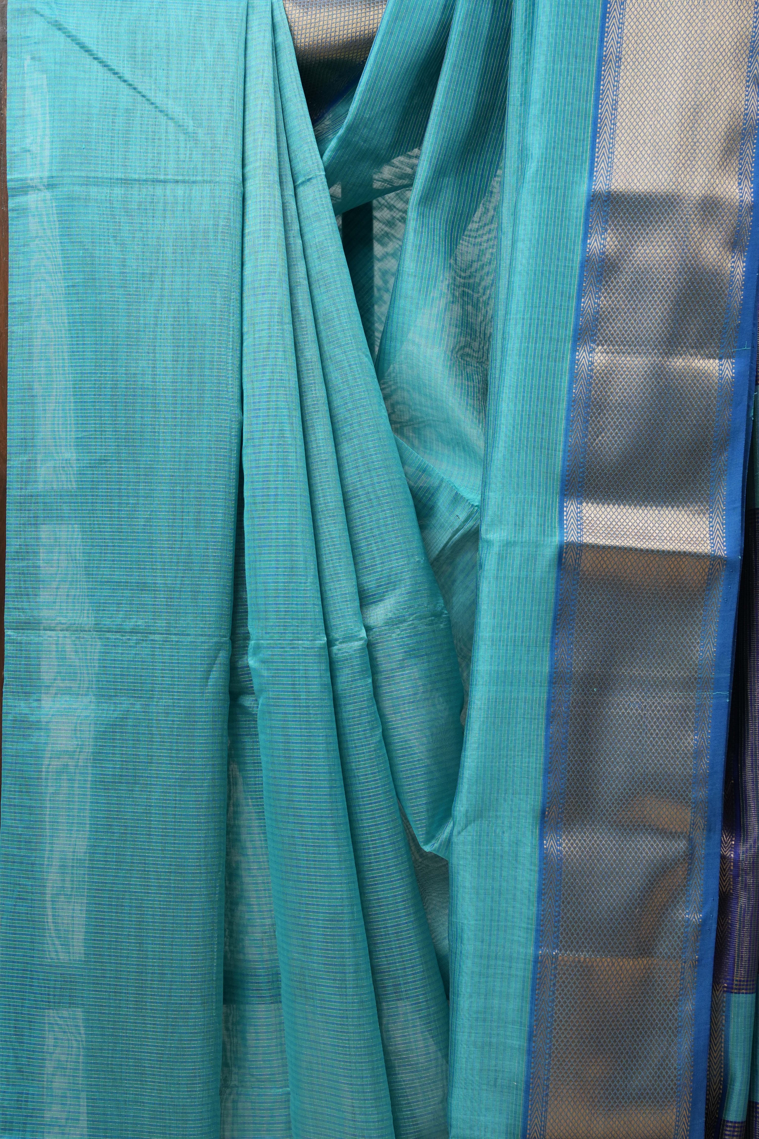 Blue Maheshwari Tissue Saree - SRBMTS550