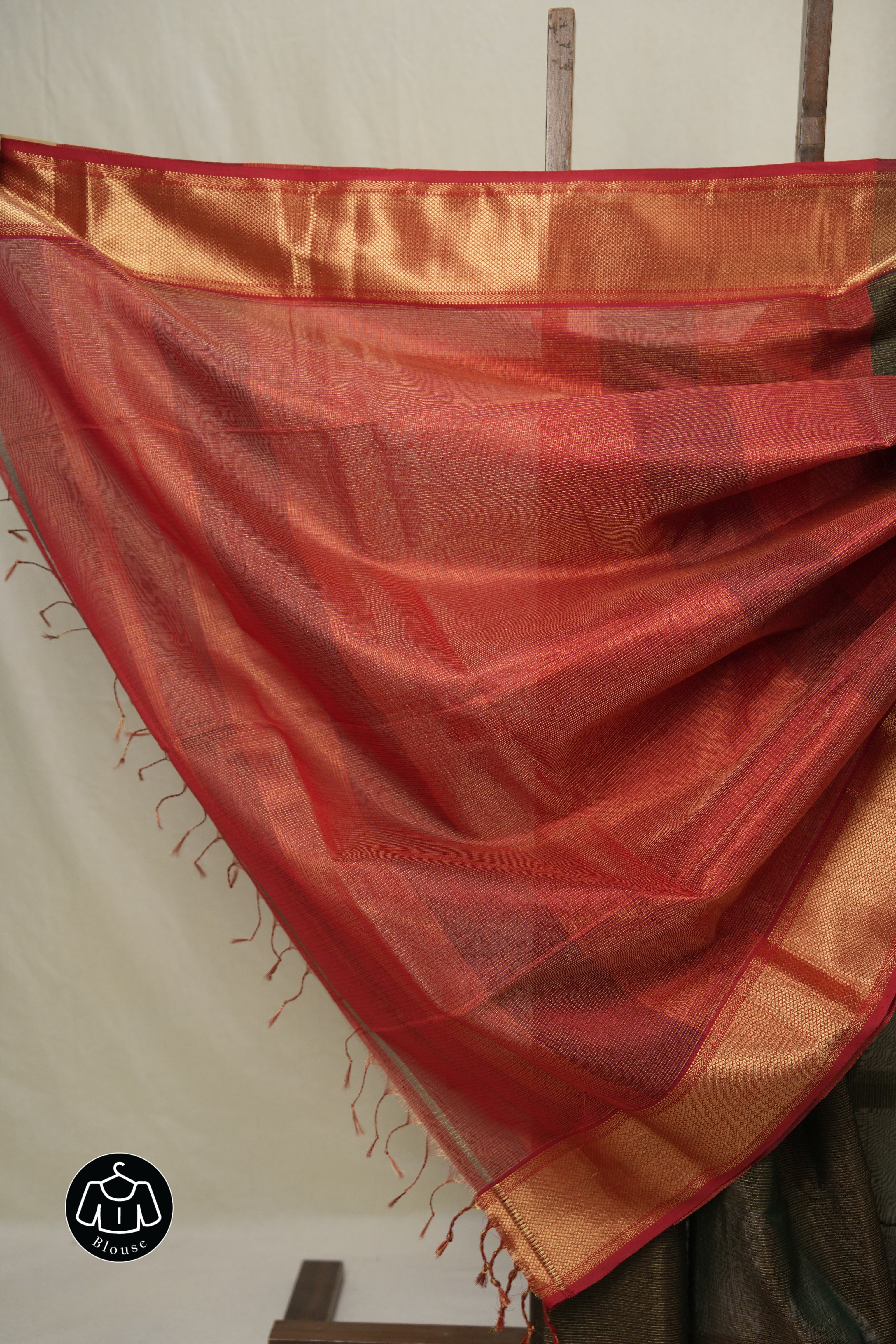 Green Gold Maheshwari Tissue Saree - SRGGMTS723