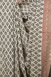 Off White HBP Cotton Saree - SROWCS3678